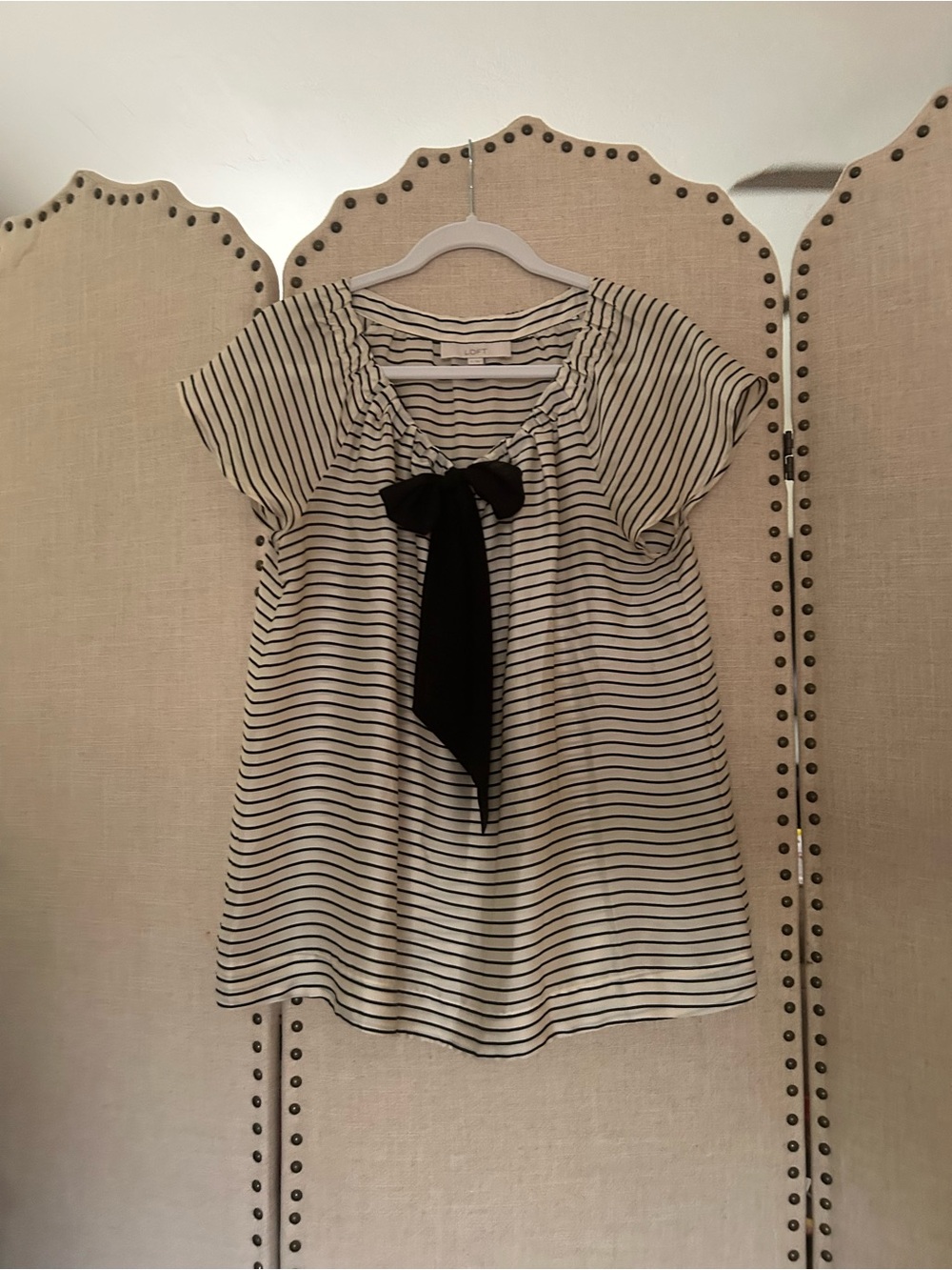 Black Striped Sailor Bow Breton Stripe Tie Top